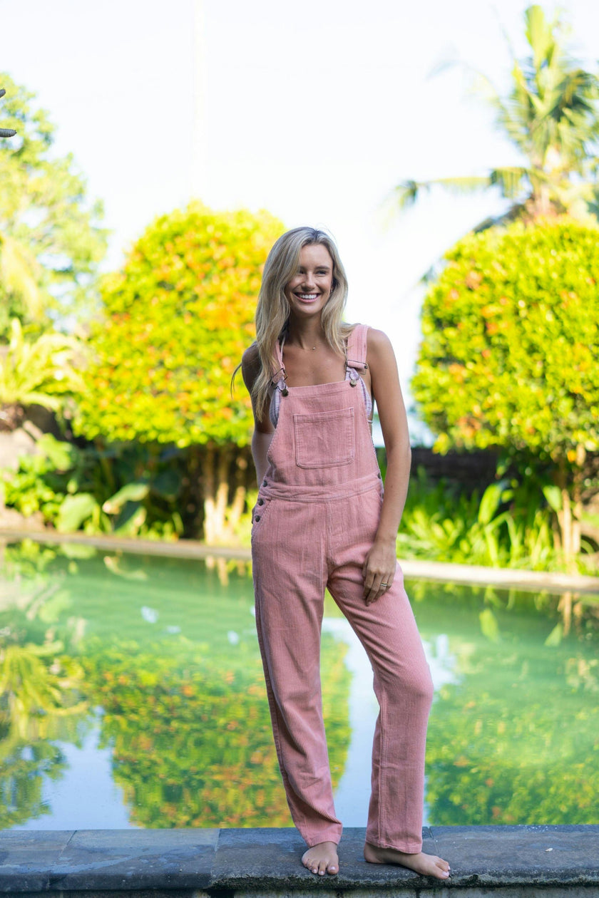 Adult Pink Chunky Cord Overalls