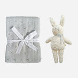 Pique Blanket and Charlie Bunny Plush Set - Grey