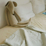 Knitted Blanket Tiles Blue Sage
