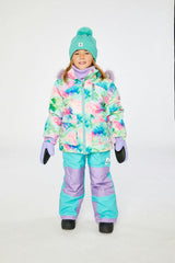 Two Piece Play Snowsuit Multicolored With A Diamond Pattern With Turquoise And Purple Pants