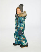 Baby One Piece Snowsuit Adapted For Car Seats Blue Bear Print