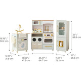Teamson Kids Little Chef Savannah 3-Pcs Wooden Play Kitchen with 21 Accessories