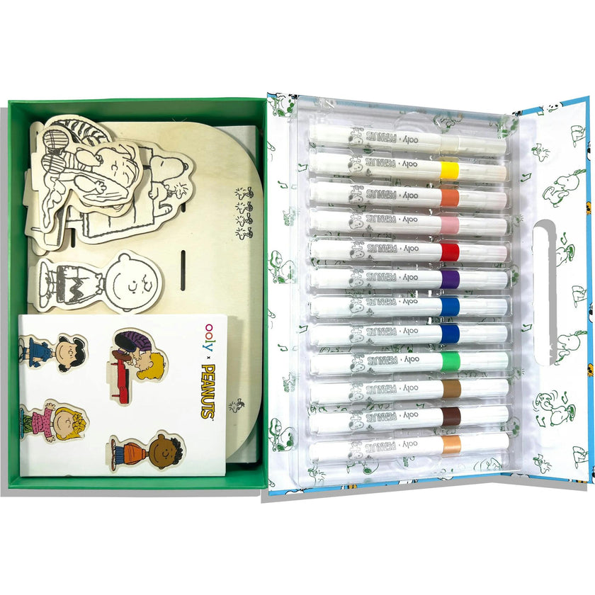 OOLY x Peanuts Color-In Wooden Scene Kit - 12 Paint Markers