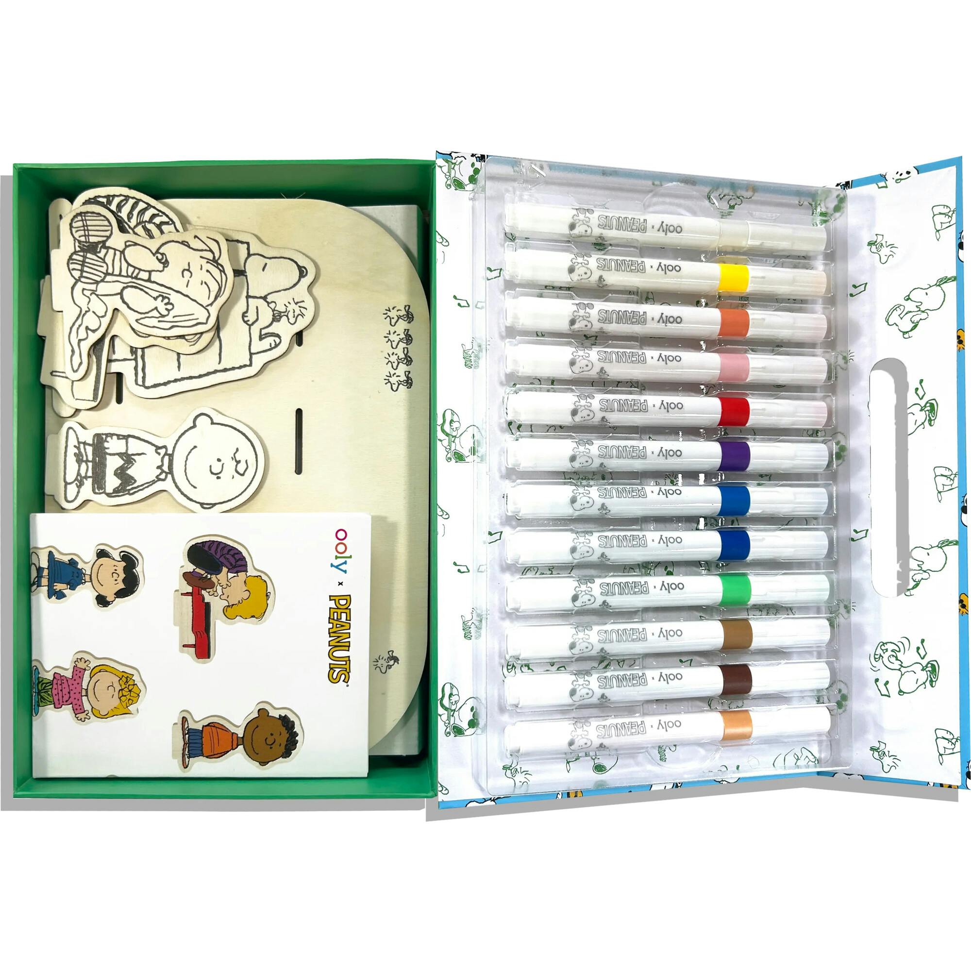OOLY x Peanuts Color-In Wooden Scene Kit - 12 Paint Markers