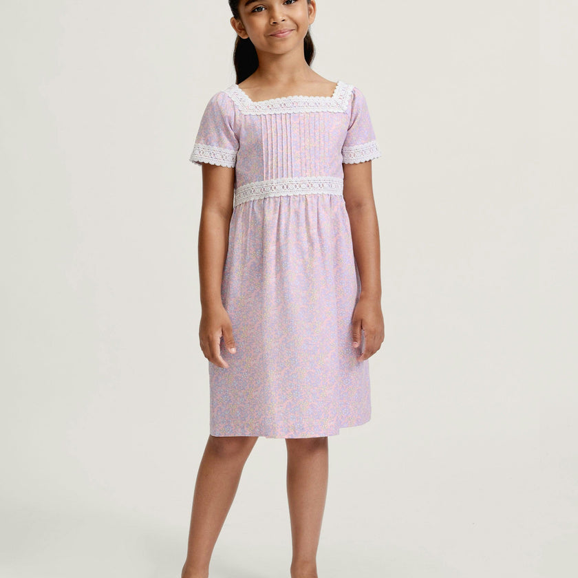 Girl's Twill Juliette Nightgown in Fleur Blush