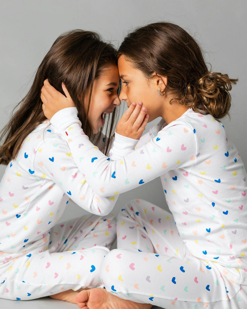 The Organic Long Sleeve Pajama Set [Rainbow Hearts]