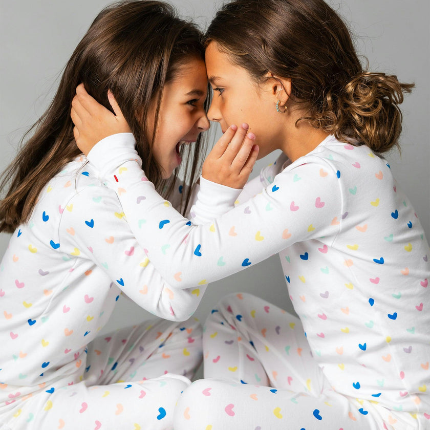 The Organic Long Sleeve Pajama Set [Rainbow Hearts]