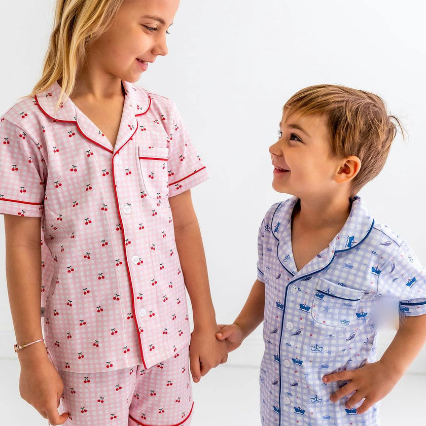 Cherries Girls Pima Cotton Short Pajama Set