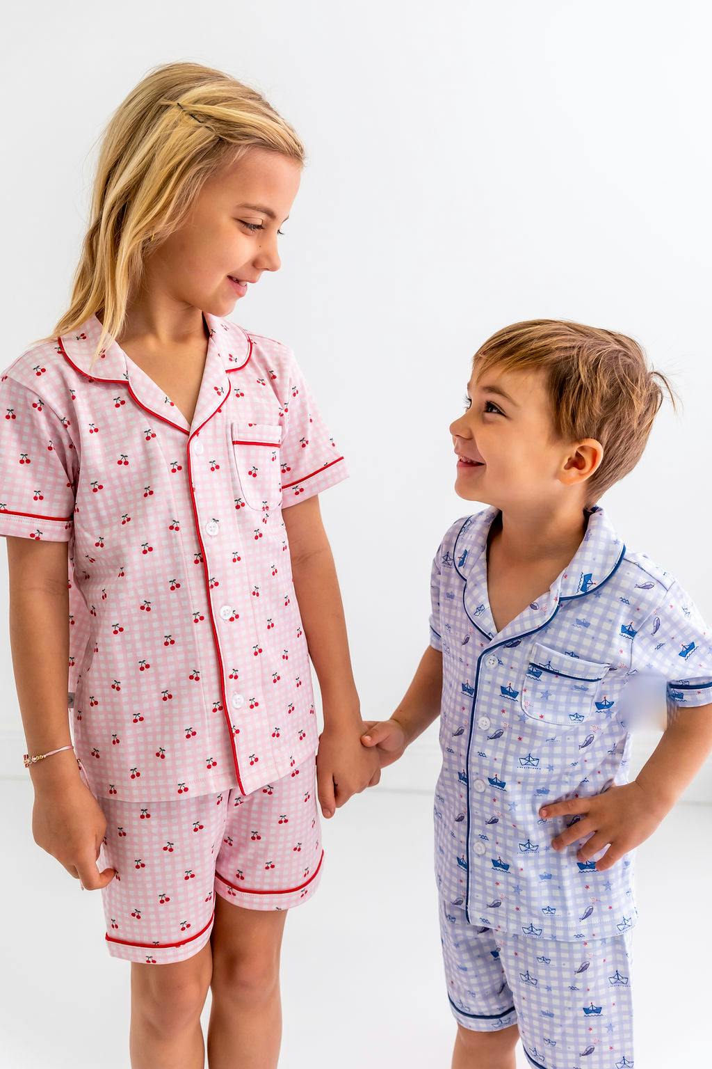 Cherries Girls Pima Cotton Short Pajama Set