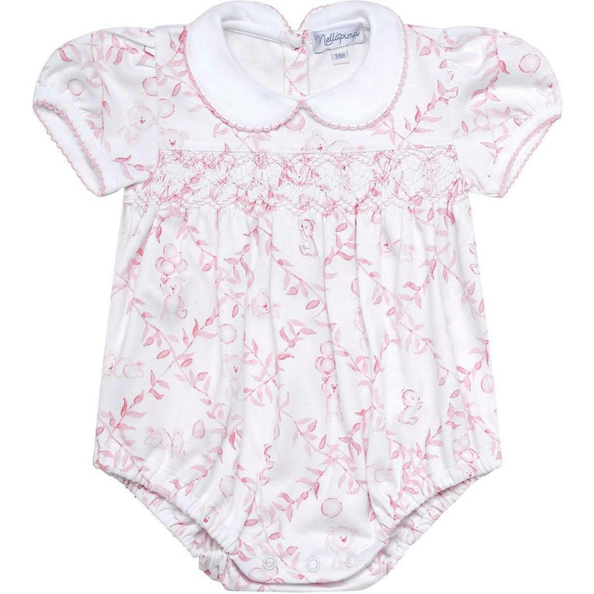 Pink Bears Trellace Smocked Bubble