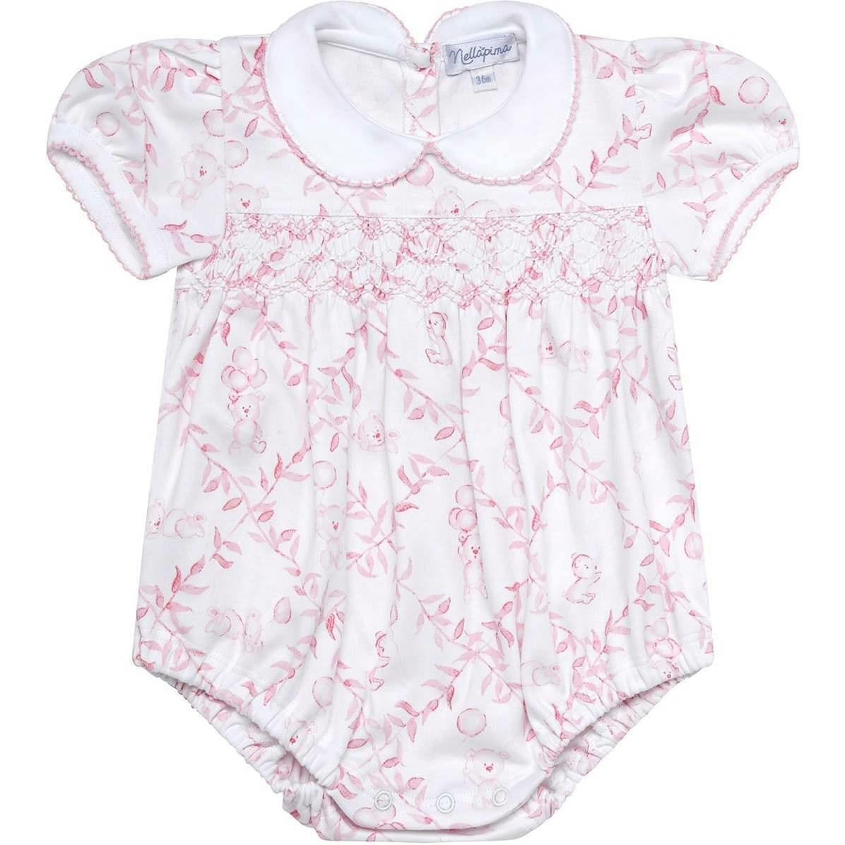Pink Bears Trellace Smocked Bubble