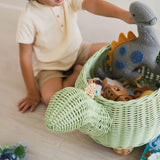 Handcrafted- Dinosaur Storage Basket Mint Green (Large) - Rattan Wicker