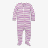 Baby organic zip footie in stripe