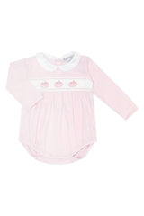 Pink Pumpkin Patch Embroidered Bubble LS