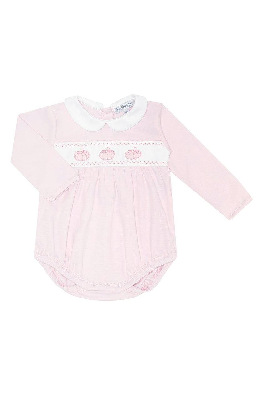 Pink Pumpkin Patch Embroidered Bubble LS