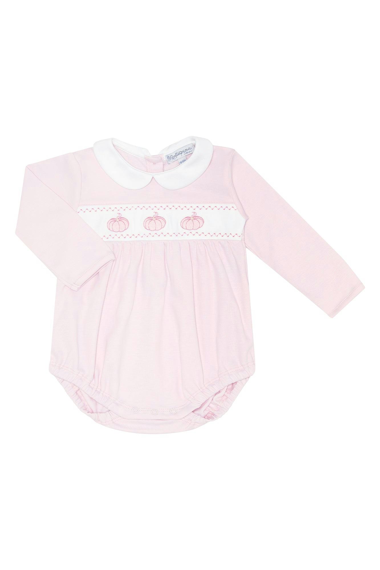 Pink Pumpkin Patch Embroidered Bubble LS