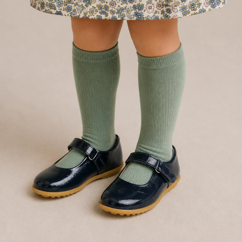 Toddler Bare Mary Jane | Blue Leather