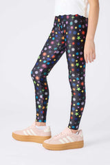 Girls Hi-Shine Leggings in Glitter Starburst