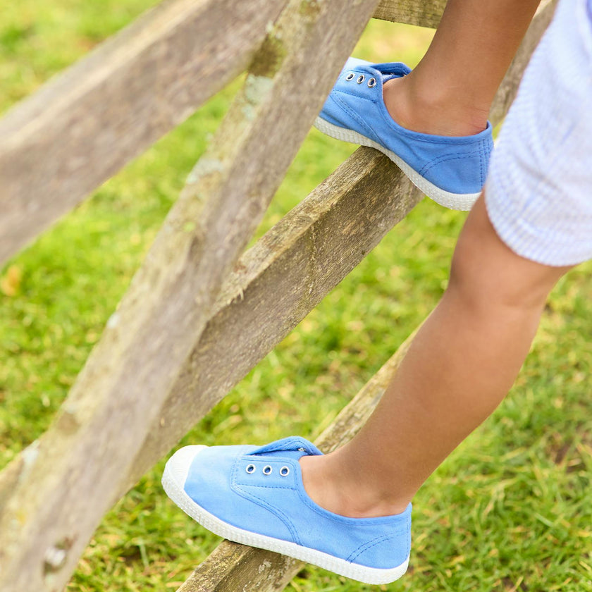 Hampton Canvas Plum Plimsolls in Ice Blue