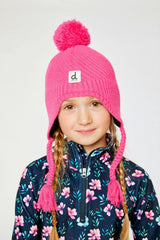 Winter Peruvian Knit Hat with Pompom Bright Pink
