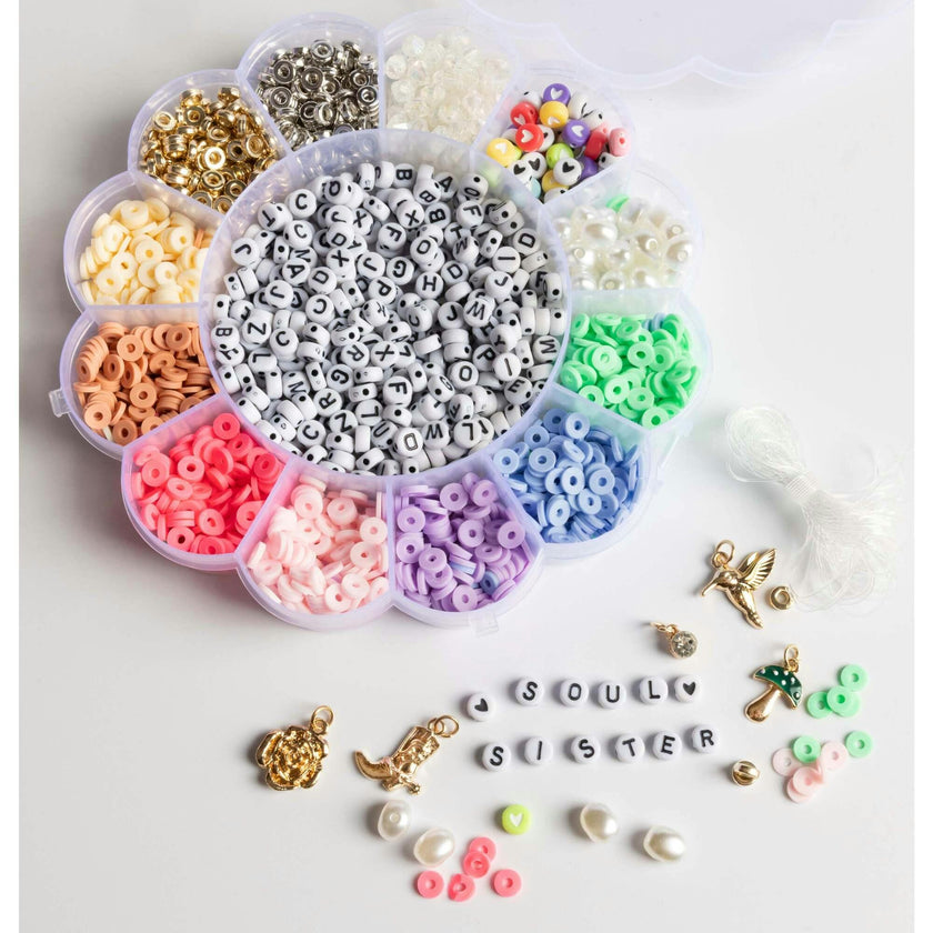 Flower Power Pastel Heishi Bead Letter Bead Whimiscal Charm DIY Kit