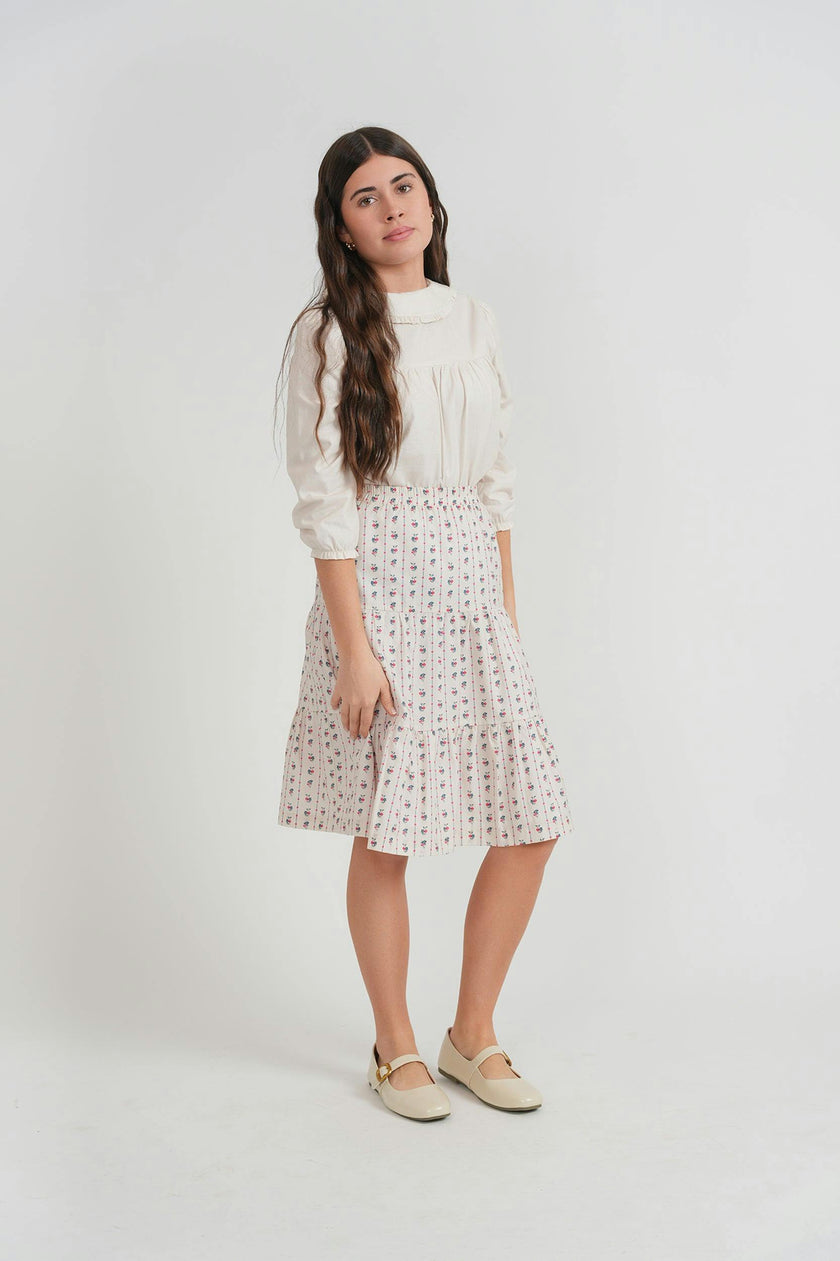 Floral Printed Blouse And Skirt Set