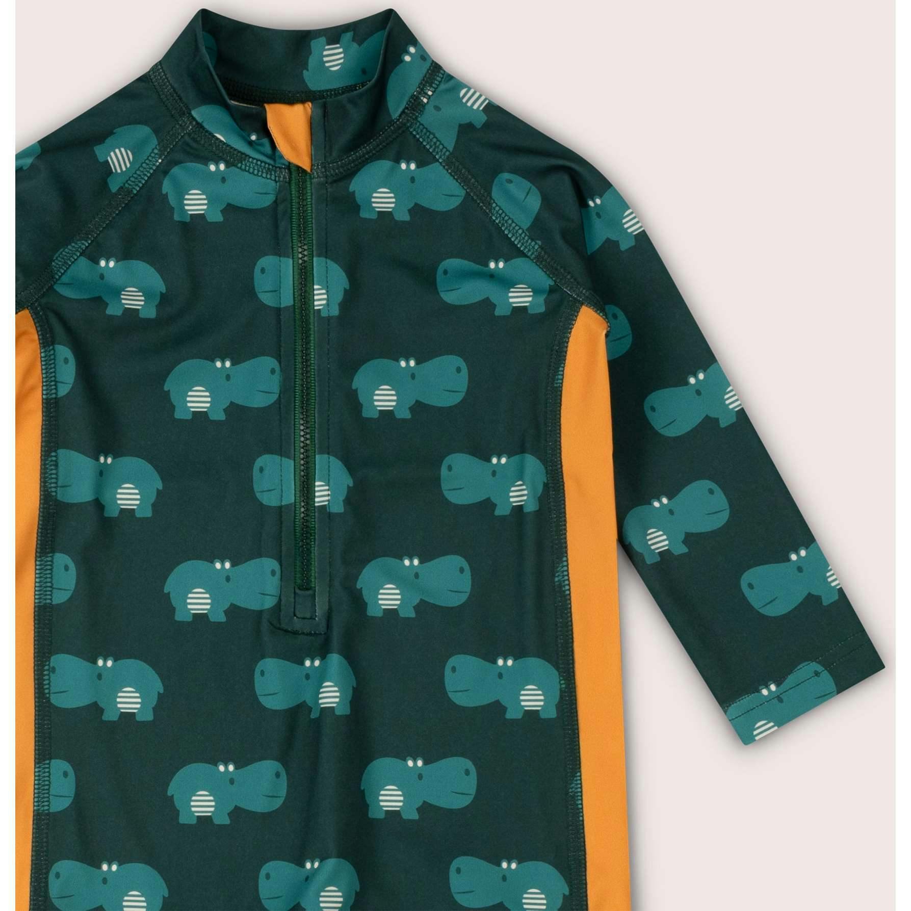 Happy Hippos UPF 50 Recycled Sunsafe Sunsuit, Green