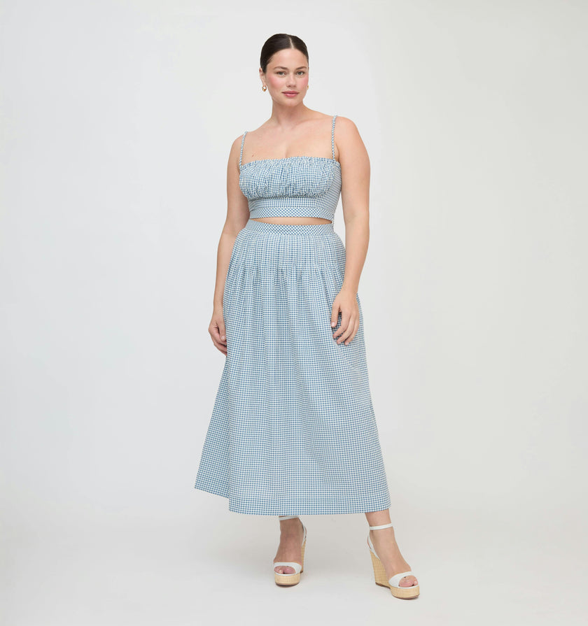 The Maisie Crop Top - Lagoon Gingham