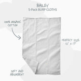 BAILEY 5-Pack BAILEY Burp Cloths