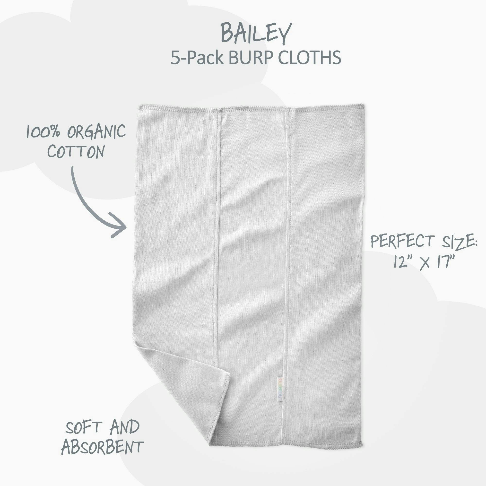 BAILEY 5-Pack BAILEY Burp Cloths