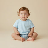 Organic Short Romper - Light Blue