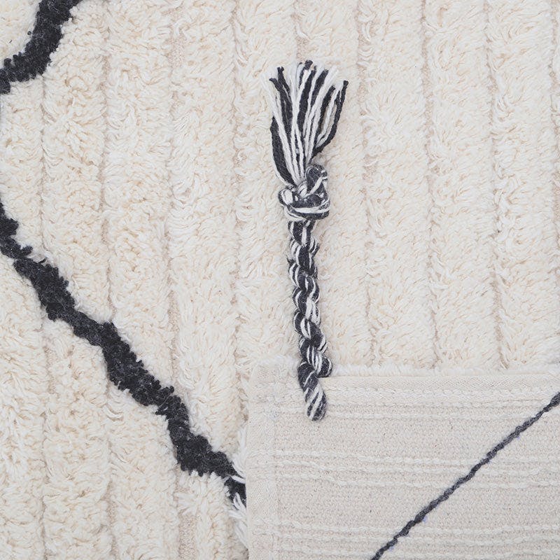 Viktor Braided Tassel Rectangular Rug, Black