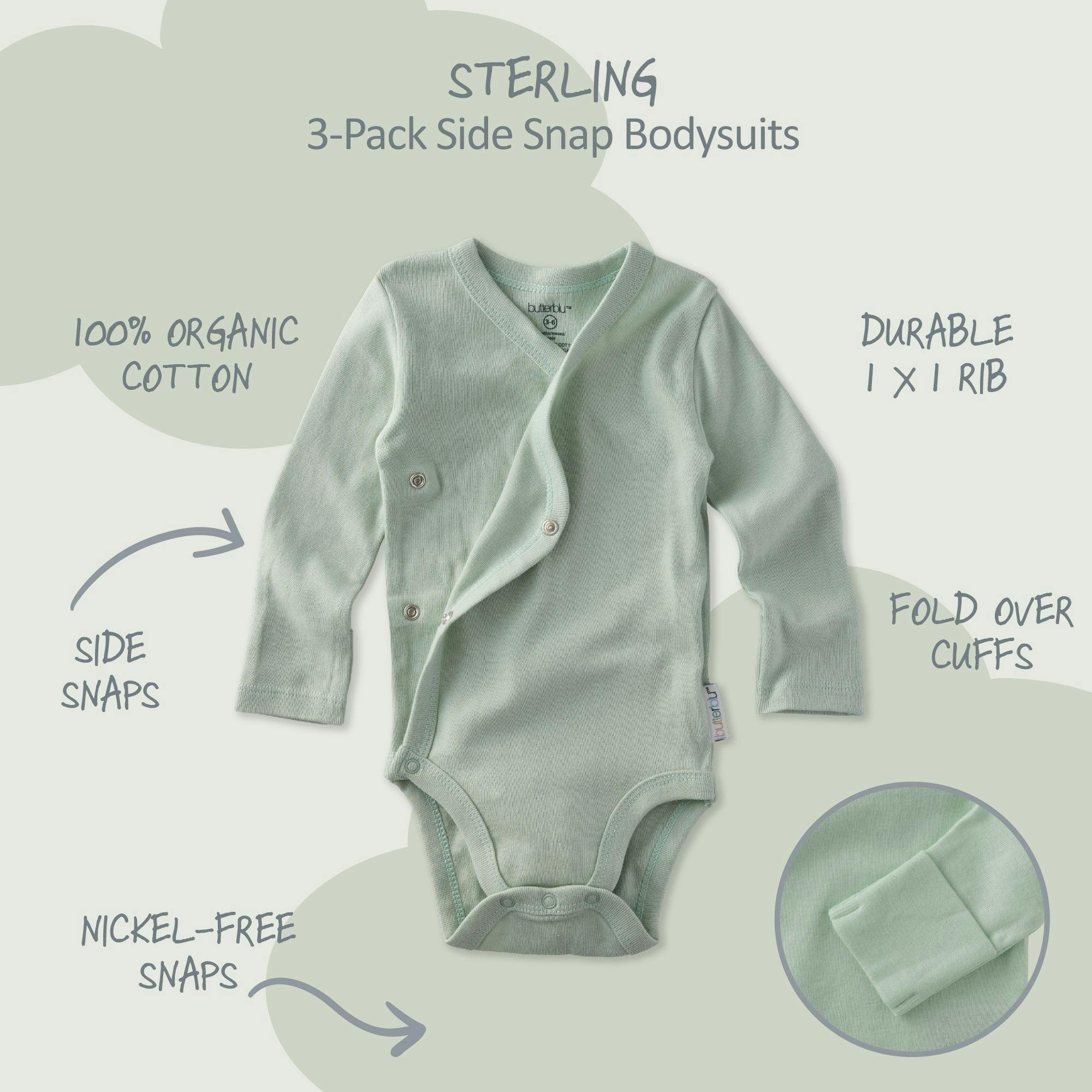 STERLING 3-Pack Side Snap Bodysuit