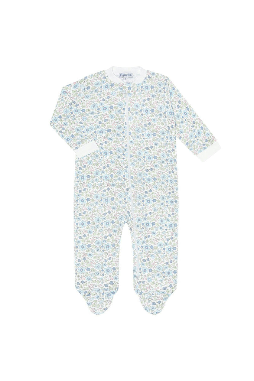 Blue Meadow Zipper Footie