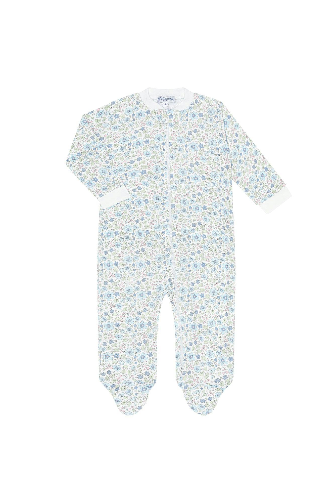 Blue Meadow Zipper Footie