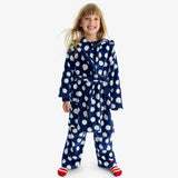 Kids plush fleece robe in snow day