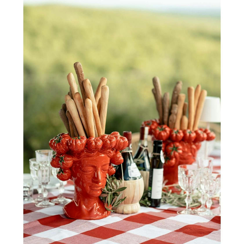 Giardino Reversible Tablecloth in Rosso/Rosa