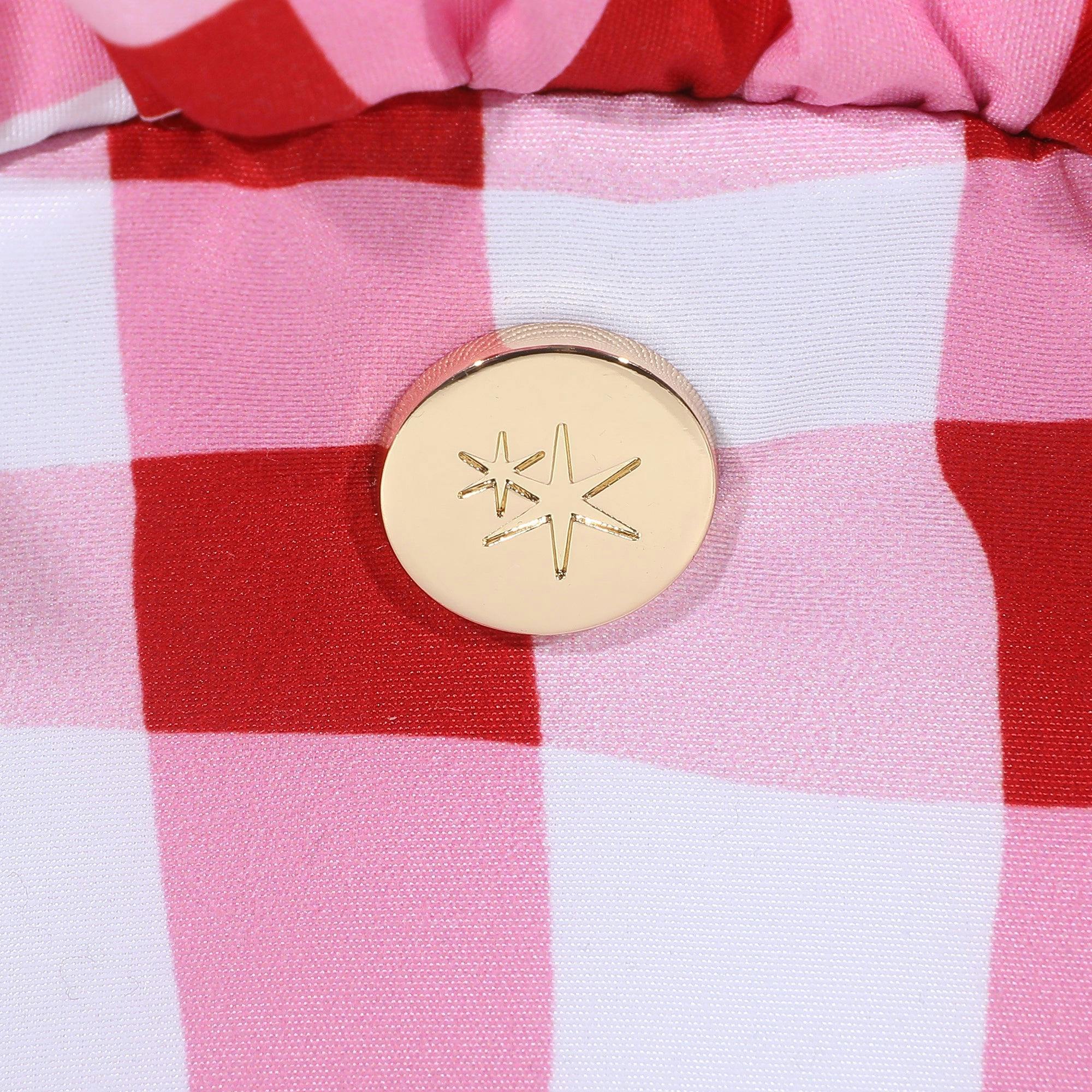 Packed Party Picnic-Core Red and White Gingham Ruffled Clutch - 8.25x5.25 Inch Check Print Pouch with Ruffle Trim and Poly Lining for Parties and Gifting