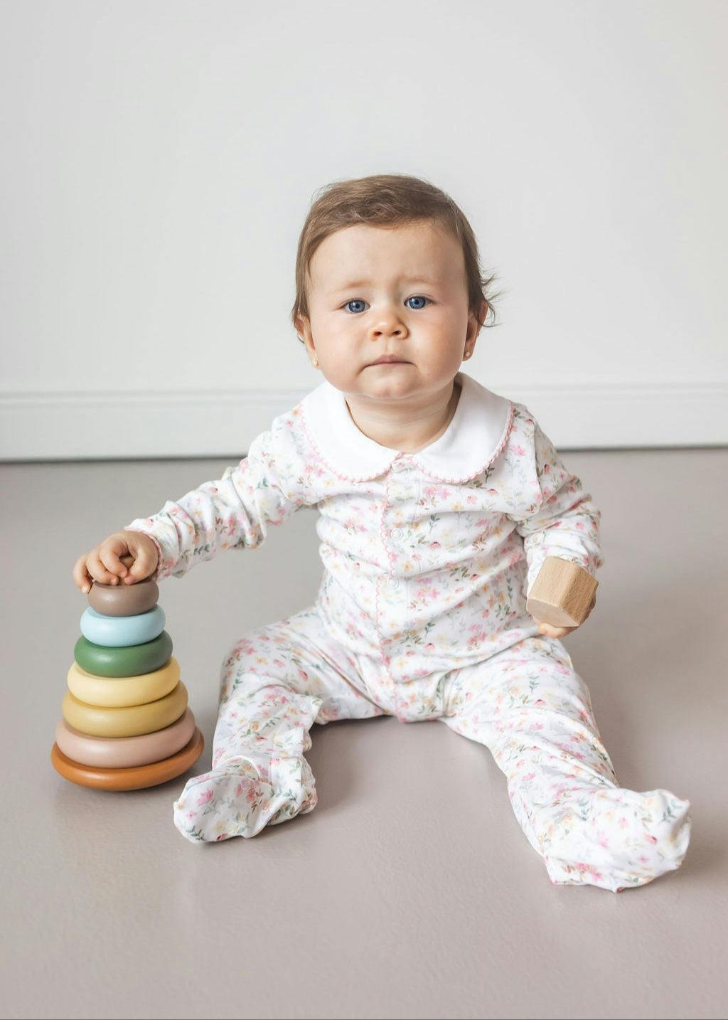 Roller Pups Girl Pima Cotton Baby One-Piece Pajamas