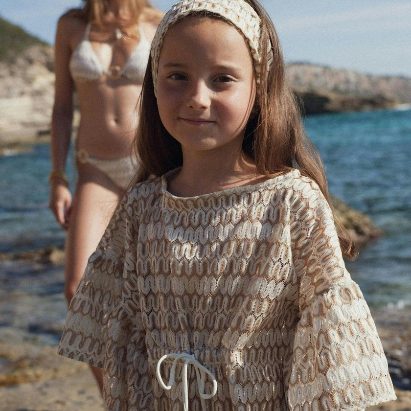 Girl crochet kaftan, white | SUNSET CAFTAN
