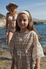 Girl crochet kaftan, white | SUNSET CAFTAN