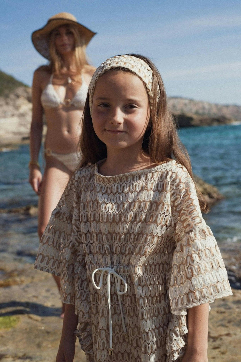 Girl crochet kaftan, white | SUNSET CAFTAN