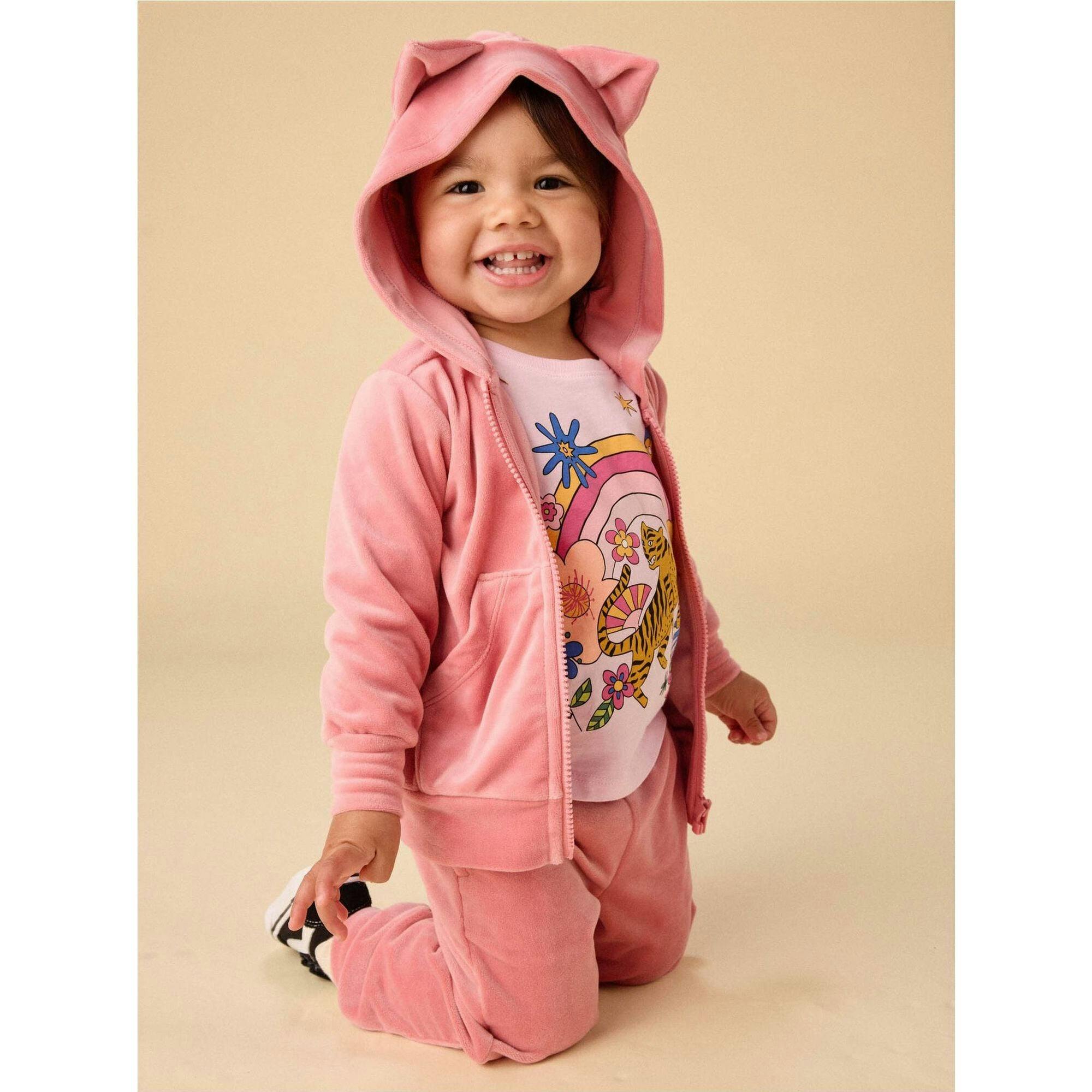 Ears Velour Hoodie, Purple