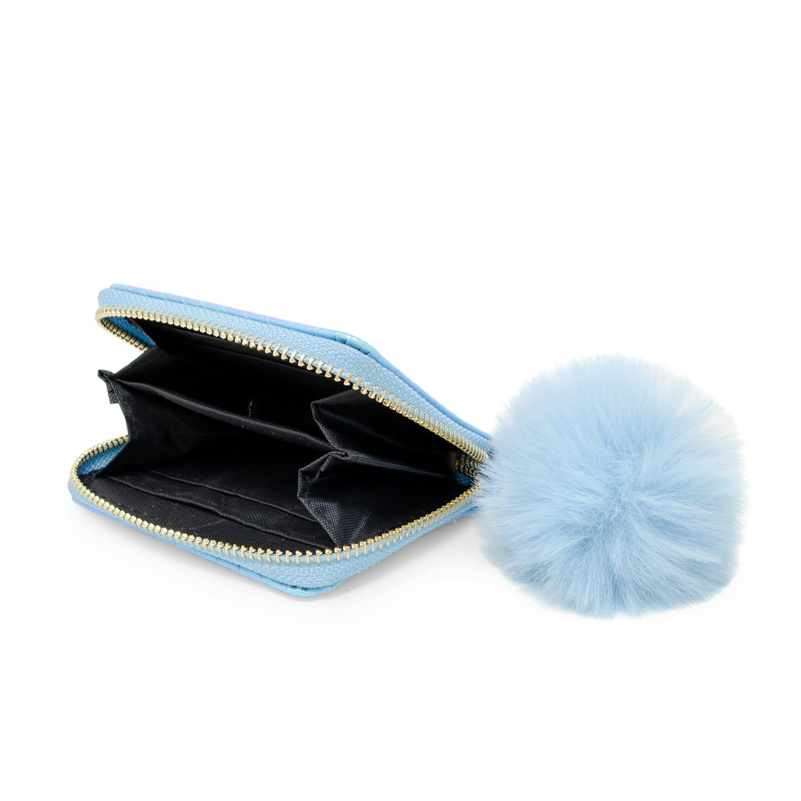 Shiny Mermaid Scale Wallet With Removable Pom Pom
