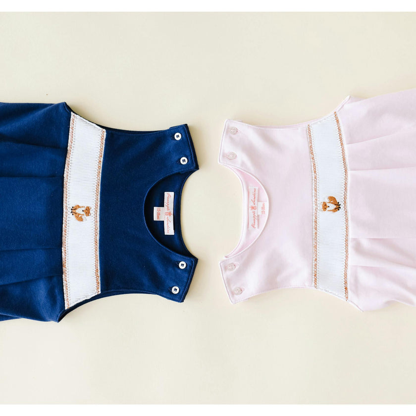 Navy Smocked Romper