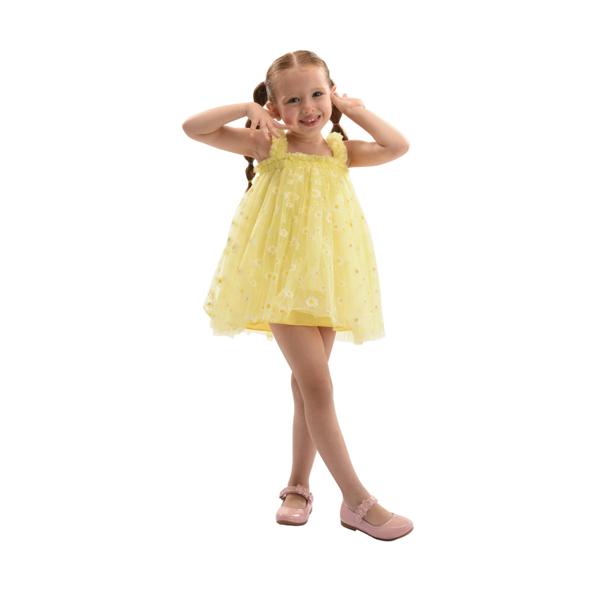 Yellow Solenne Daisy Ruffle Dress