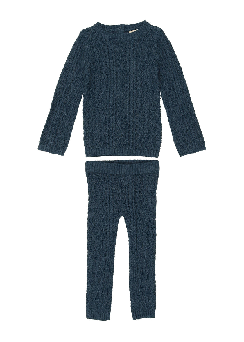 Marled Multi Knit Crew Neck Sweater & Pant 2-Piece Set