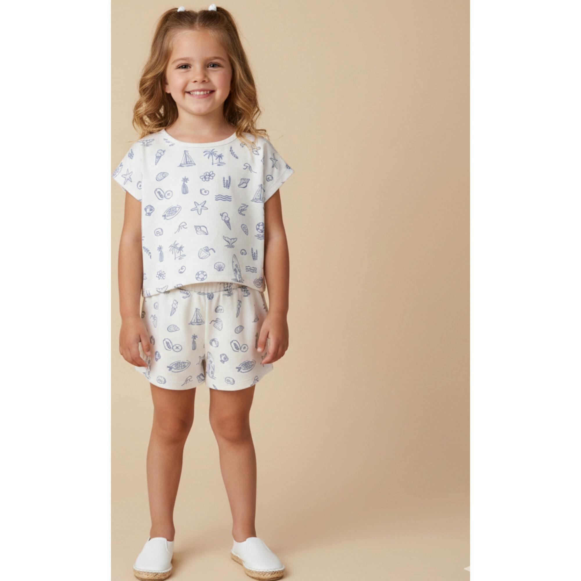 Organic Drop Shoulder Tee & Shorts Set - Coastal