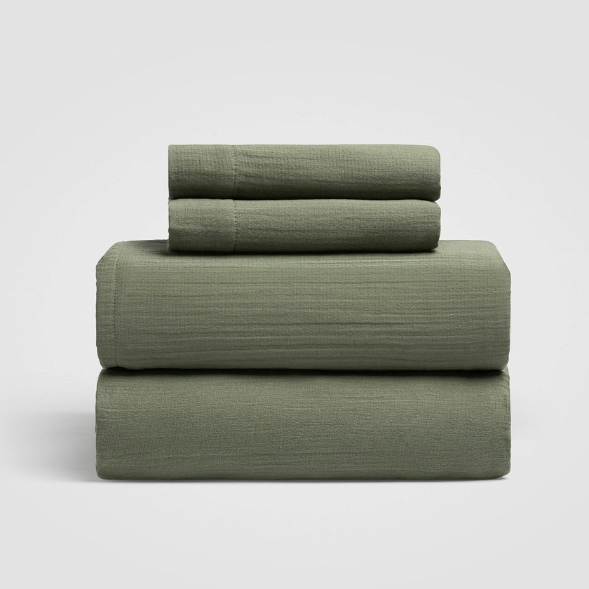 Zen Crinkled Comfort 4-Piece Sheet Set (Matcha)