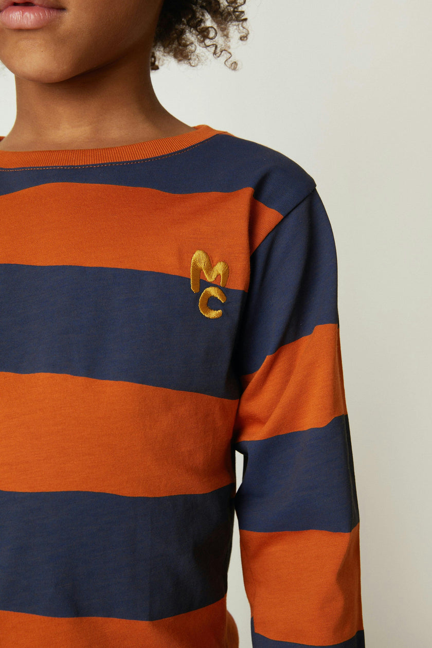 Chestnut & Navy Rugby Stripe Long Sleeve T-Shirt